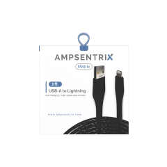 AmpSentrix Matrix USB-A to Lightning Cable (1m / 3ft) – Black